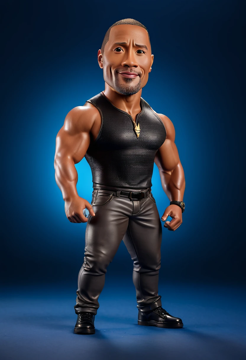 real-life 3d render of dwayne johnson as a funko pop, studio lighting, wide shot, trending on artstation, unreal engine 8k