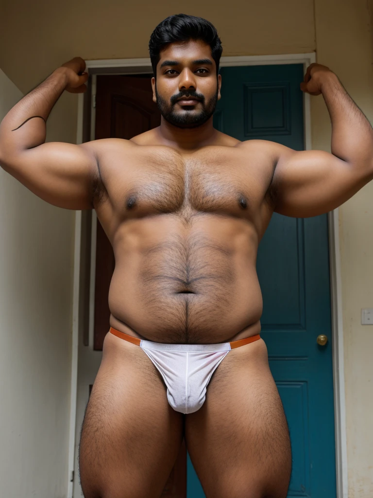 Indian guy who wear thin thong. Big belly men. 