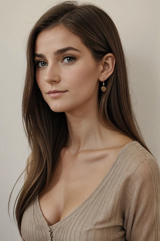 réaliste, Visage de fille aux cheveux ambrés: yeux marrons, petits monstres (quantité très faible), petit nez lisse, partie des oreilles visible: , taille, épais , les hanches: milieu large, environnement boîte de nuit aube mais personne générée entièrement visible. position du corps: danse en boîte de nuit Rendre le visage un peu moins lisse et ajouter quelques taches de rousseur sur le nez et les joue , années 2020