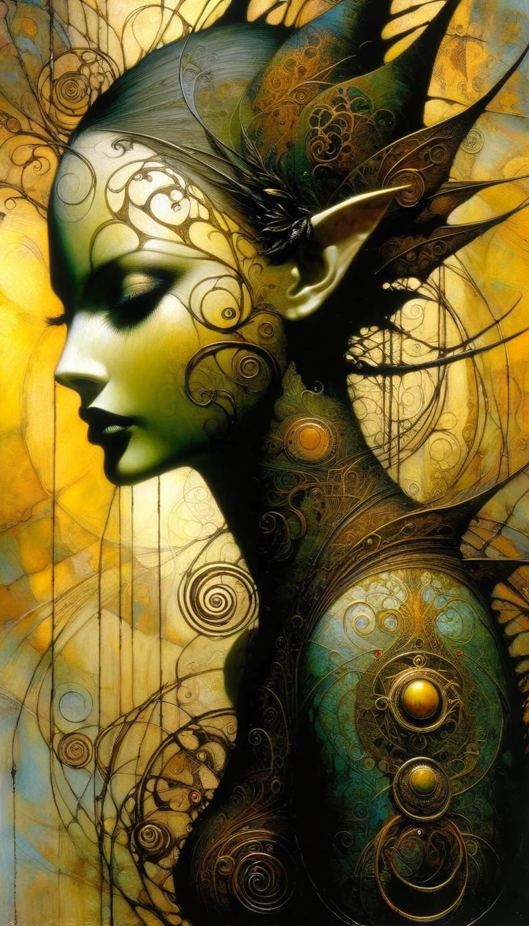 The triel, Artwork inspired by Dave Mckean, intricate details, oil painted