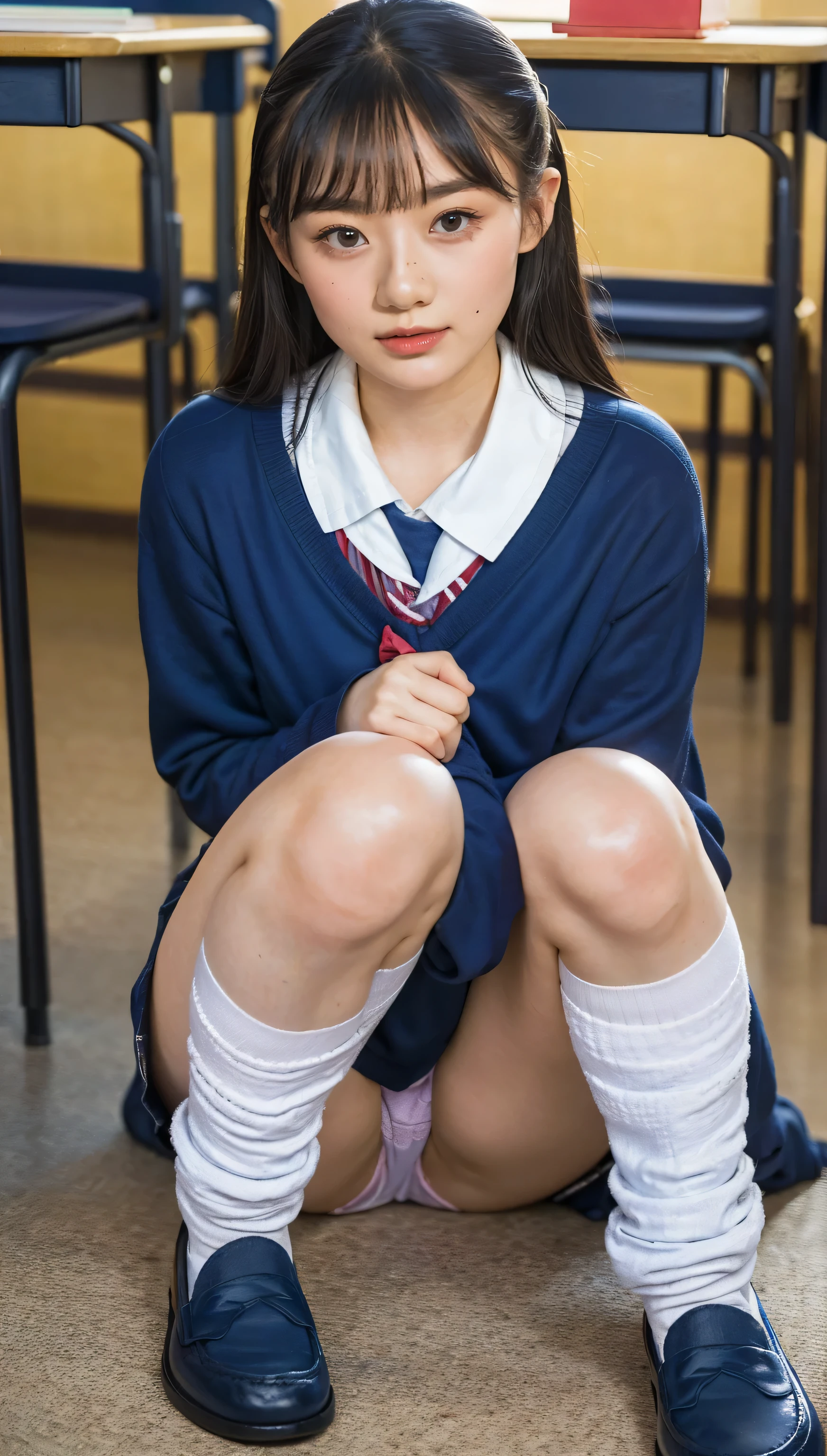 (photorealistic:1.4), best quality, masterpiece, raw 32k photo, (extremely detailed japanese beautiful girl), (extremely detailed eyes:1.2),(), (lolita),(14 years ace:1.2), ultra-detailed, ultra high res, amazing, BREAK,sitting,
(school uniform:1.5),detailed school girl, (disneyland:1.4), beautiful detailed girl, bangs, cute face, miniskirt,(loafers),(baggysocks),(lace panties)