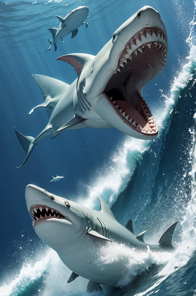 An ancient shark with small, unspecialized teeth, swimming in the ocean.