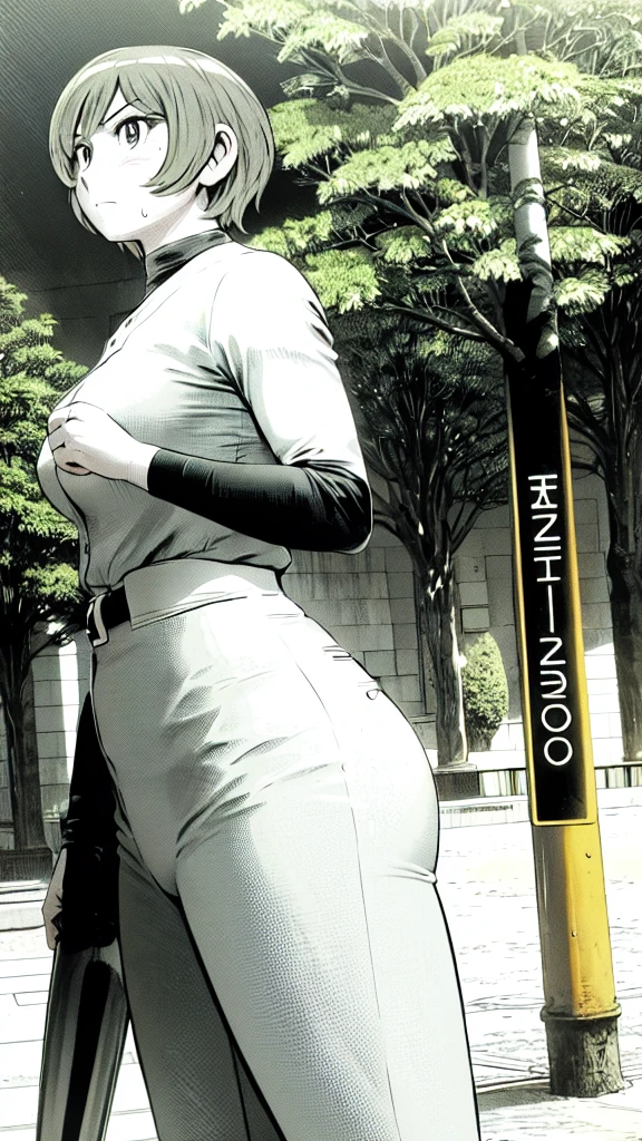 (Baseball uniform:1.2),
Blonde Hair, (short hair:1.2),Long sleeve, Black Shirt, turtleneck,White trousers、uniform、Black belt、((Illustration of people))、Big 、
View Audience,, (Highest quality:1.3),One Girl, White pants、uniform、Outdoor、baseball ground、ground、soil、blue eyes、Tight black shirt、(masterpiece、Highest quality)、Highest quality, Ultra-high resolution, (((masterpiece))), alone, Sweat、Big eyes、Big Breasts、One Girl, Front view、Embarrassed face、Bronze colored hair、((short hair))、Stand up straight