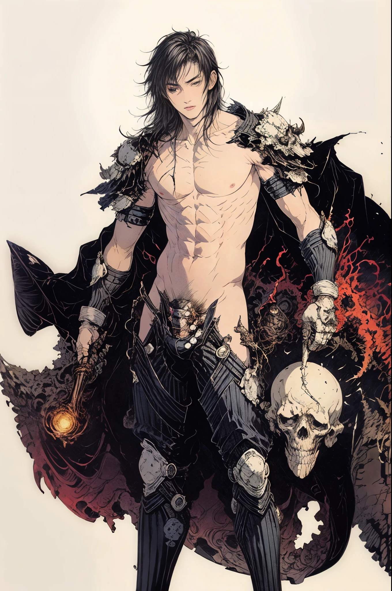 best quality,masterpiece,Ultra-high resolution,1 handsome young sexy naked man,looking at the audience,one,Yamamoto Takashi style,
simple background,White_background,Machinery Division，Exoskeleton，Cold-blooded man，tough guy style，Ice cooler，countless blades