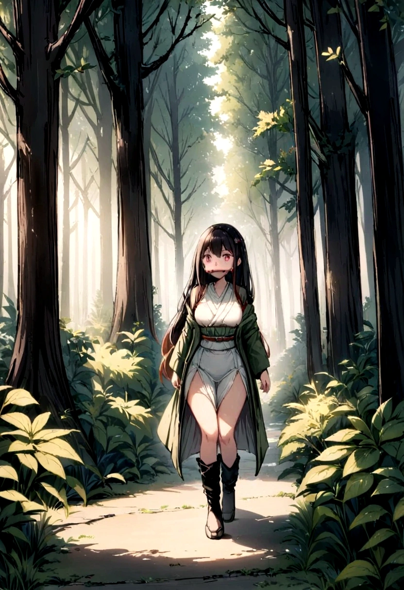 (auta resolution,best qualityer), girl walking in the forest 