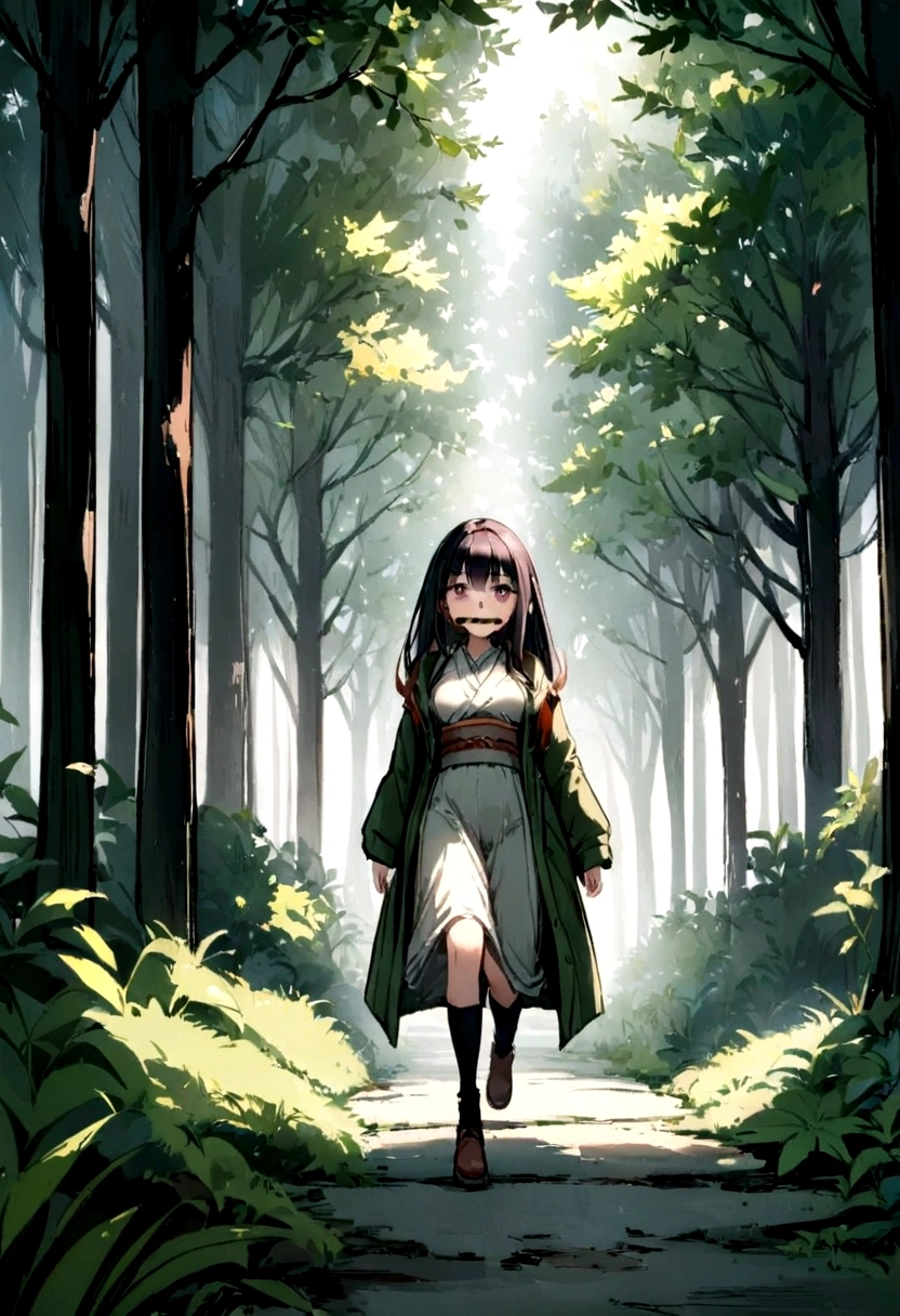 (auta resolution,best qualityer), girl walking in the forest 