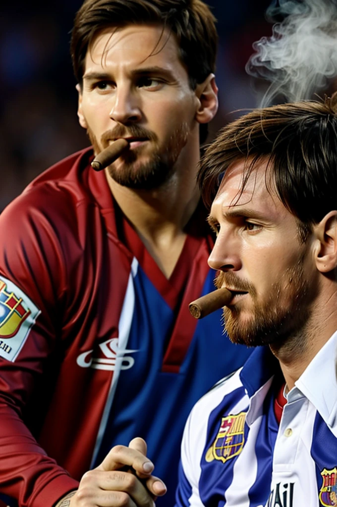 Messi smoking a cigar