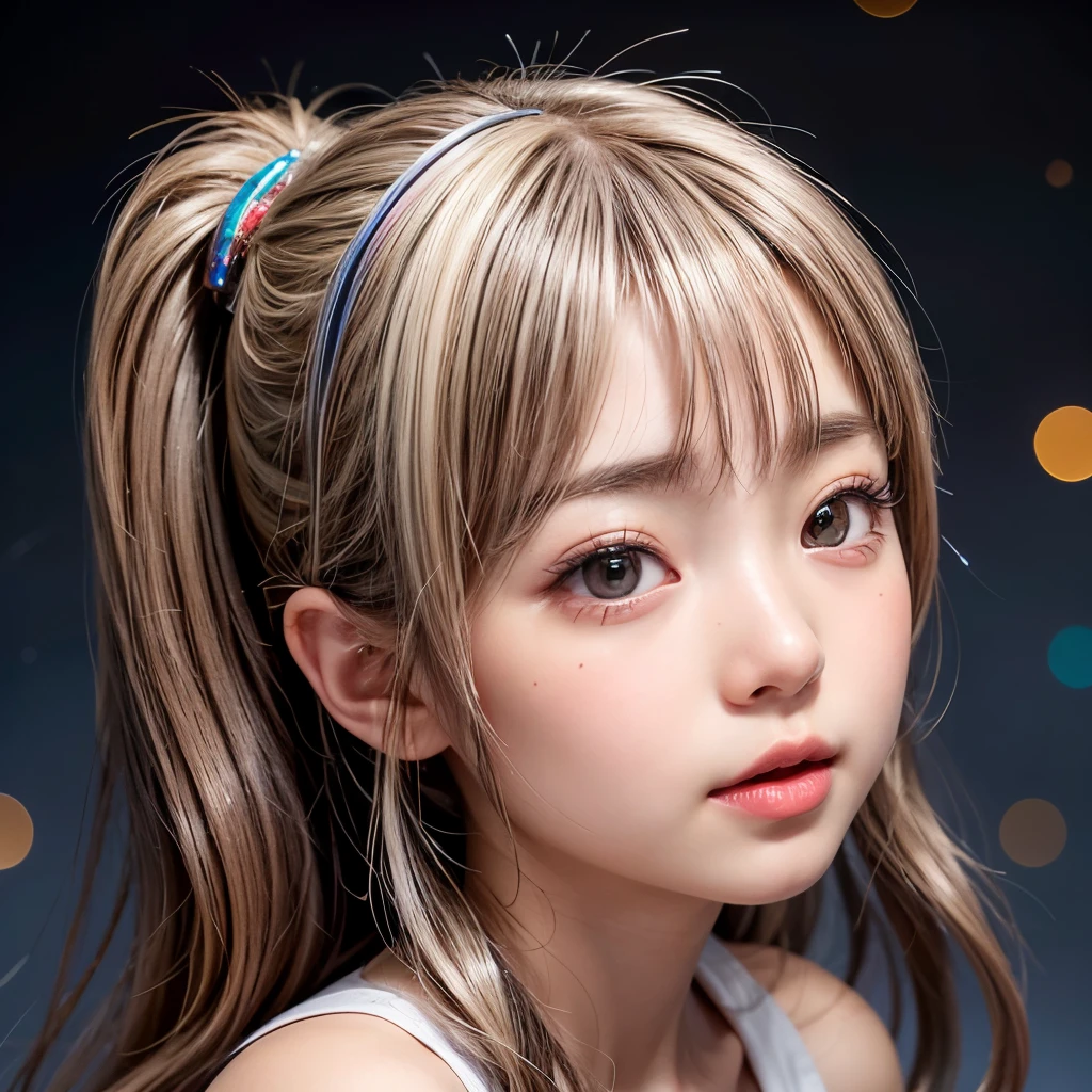 NSFW, 8k, High-level, absurd, masterpiece, best quality, primitive, very detailed CG, very detailed wallpaper, perfect lighting, Extremely detailed (((The personifying " Mio Imada " as a Little Girl))), MysticSight, Tyndall effect, Tyndall scattering, Studio gray background with (many Dazzling RainbowColor particles BokeH:1.28), (RoundlyButts, ThighGap), (Exposed:0.4), (Assfocus with looking ahead), BREAK (NOGIZAKA face variations) Extremely Detailed very KAWAII face variations, perfect anatomy, Childish, captivating gaze, elaborate detailed Eyes with (sparkling highlights:1.28), long eyelashes、Glossy RED Lips with beautiful details, Coquettish tongue, Rosy cheeks, Radiant PearlSkin with clear transparency . { (Dynamic LifeLike expressions:1.4) | :d) }, (large eyes:-1) .