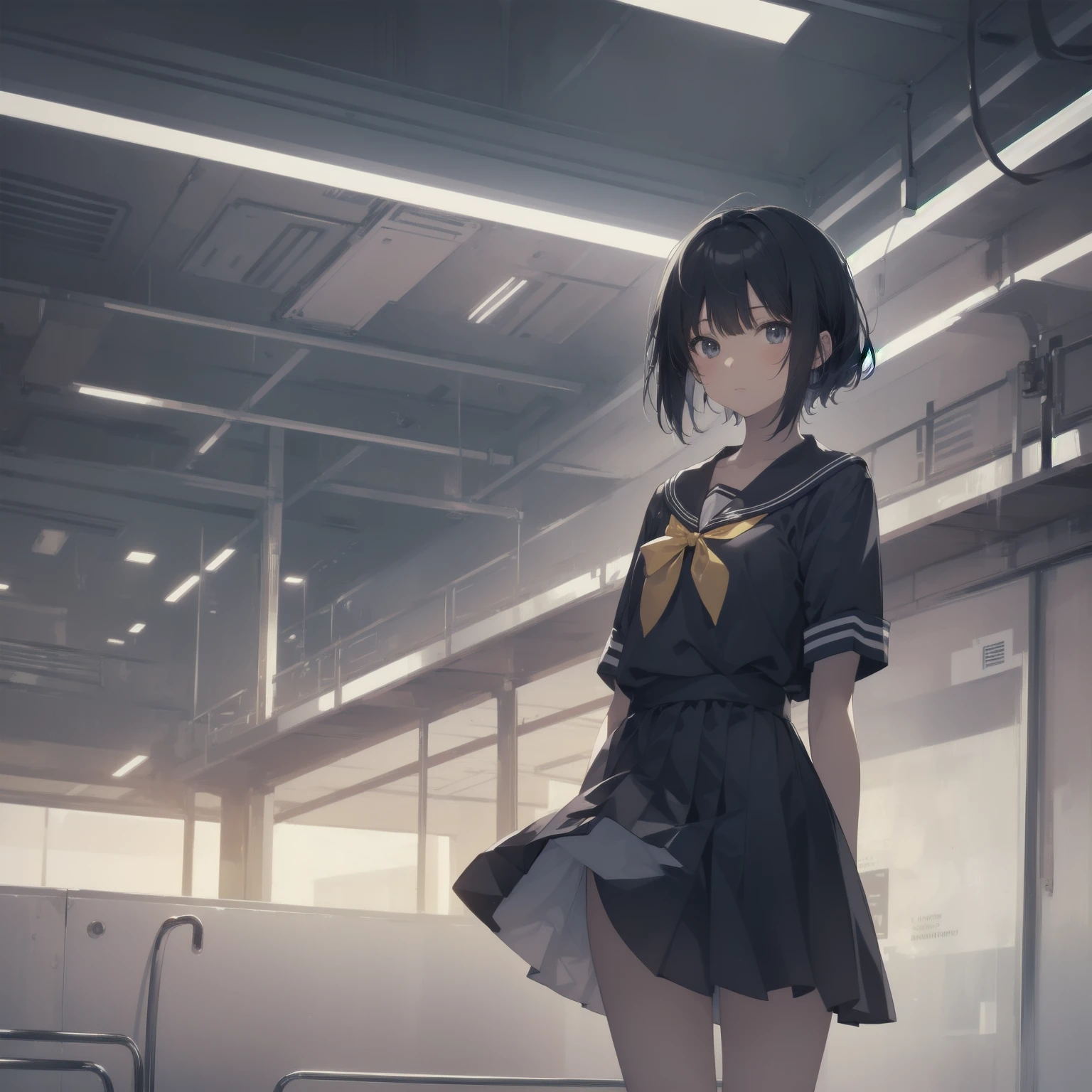 ultra-absurdres-Top quality by artist God, ultra-detailed, high resolution, anime moe artstyle, best anime 8k konachan wallpaper, pixiv contest winner, pool:2810, perfect anatomy,break, 1girl, (Please draw a girl walking sleepily to school alone. )break,(Solo,little female, 13-year-old:1.3),Full limbs, complete fingers,a junior high school student, (very short hair), short cut, flat chest, , small butt, small black eyes, beautiful detailed eyes, well-proportioned iris and pupils, expressive eyes, highres detailed hair, soft expression, salor school_uniform, sailor collar, serahuku, bow, pleated skirt,(Detailed Lighting), (Detailed background), in the School commute route. break,super detailed skin, Best cinematic lighting powered by famous artist, 8k,beauty illustration,photoshop_(medium),very aesthetic,break,((artist:takafumi )), artist:clamp ,artist:carnelian ,artist:kantoku ,
