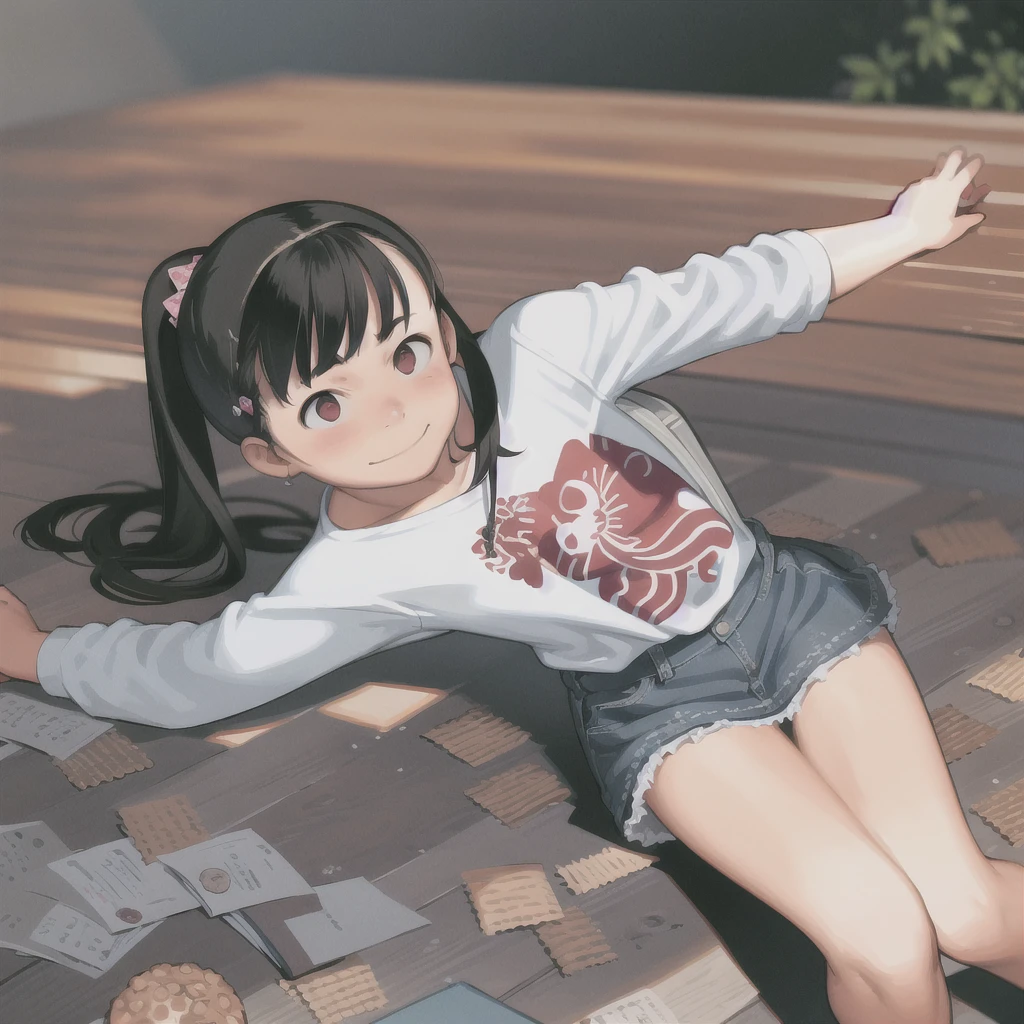 masterpiece, Highest quality,Multiple Girls, Three Girls, Backpack, bag, Black Hair, Have, hair ornaments, ponytail, Hair Clip, Iris, bandana, Striped, smile, short hair, Shorts, Long Hair, skirt, denim, View your viewers, hug, shirt、,Spread your legs,orgasm,blush, Sweat,White panties、Squat、Look at this、skirt、、Attacked by tentacles、Tentacles wrap around my legs、Tentacles in the crotch、Captured by tentacles、cry、shout、Ecstasy face、skirtの中の触手、Do not run away、Lying down、Torn clothes、skirtの下からスパッツが見えます、Spread your legs、Disheveled clothing、skirtをめくっる