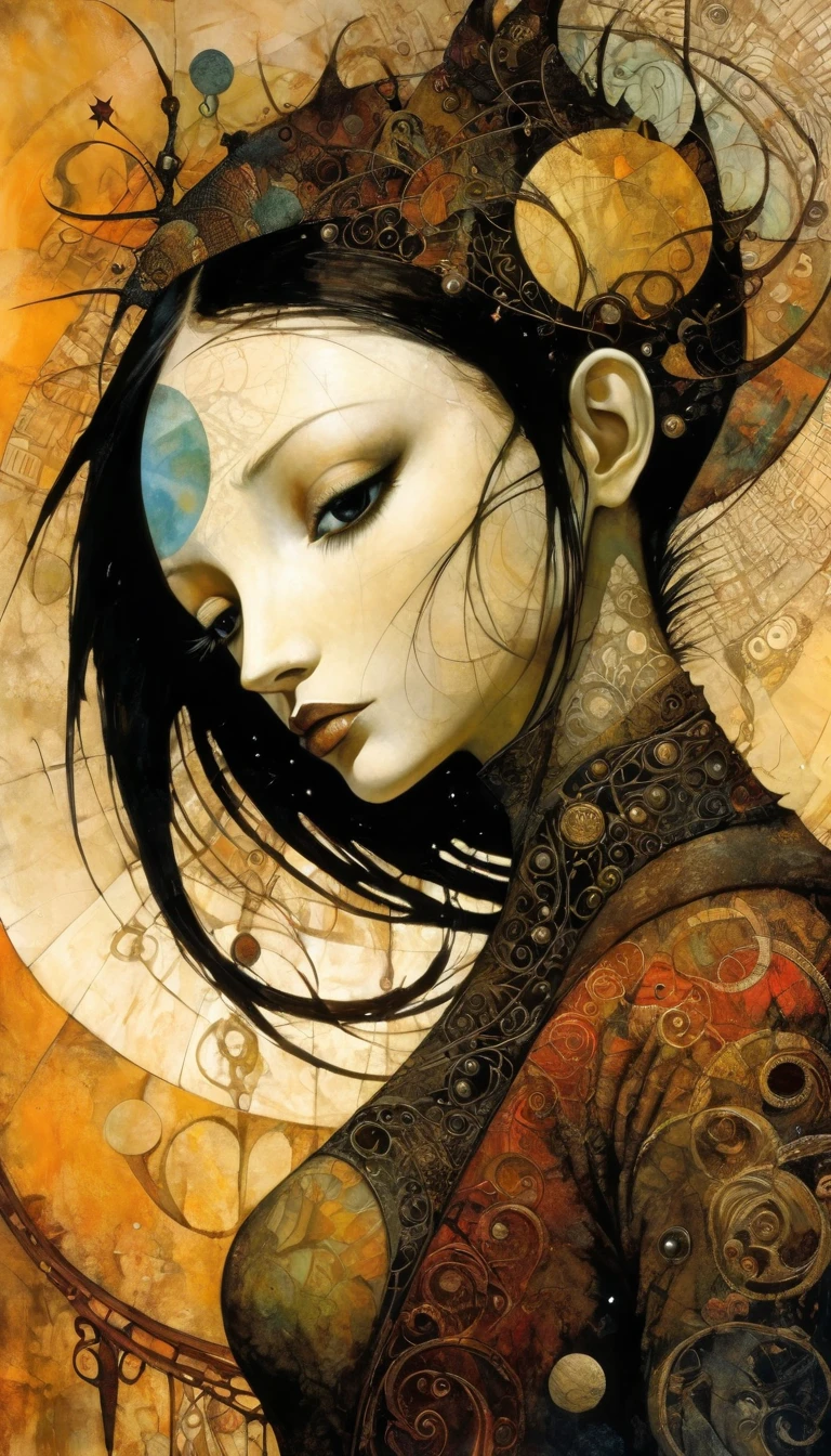 The world, Artwork inspired by Dave Mckean, intricate details, oil painted