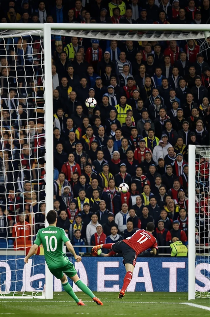 2) The height of a regulation soccer goal is 2,4 meters and the distance from the penalty spot to the goal line is 10,8 meters. How far does a ball travel when it is thrown from the penalty spot and hits the center point of the crossbar??