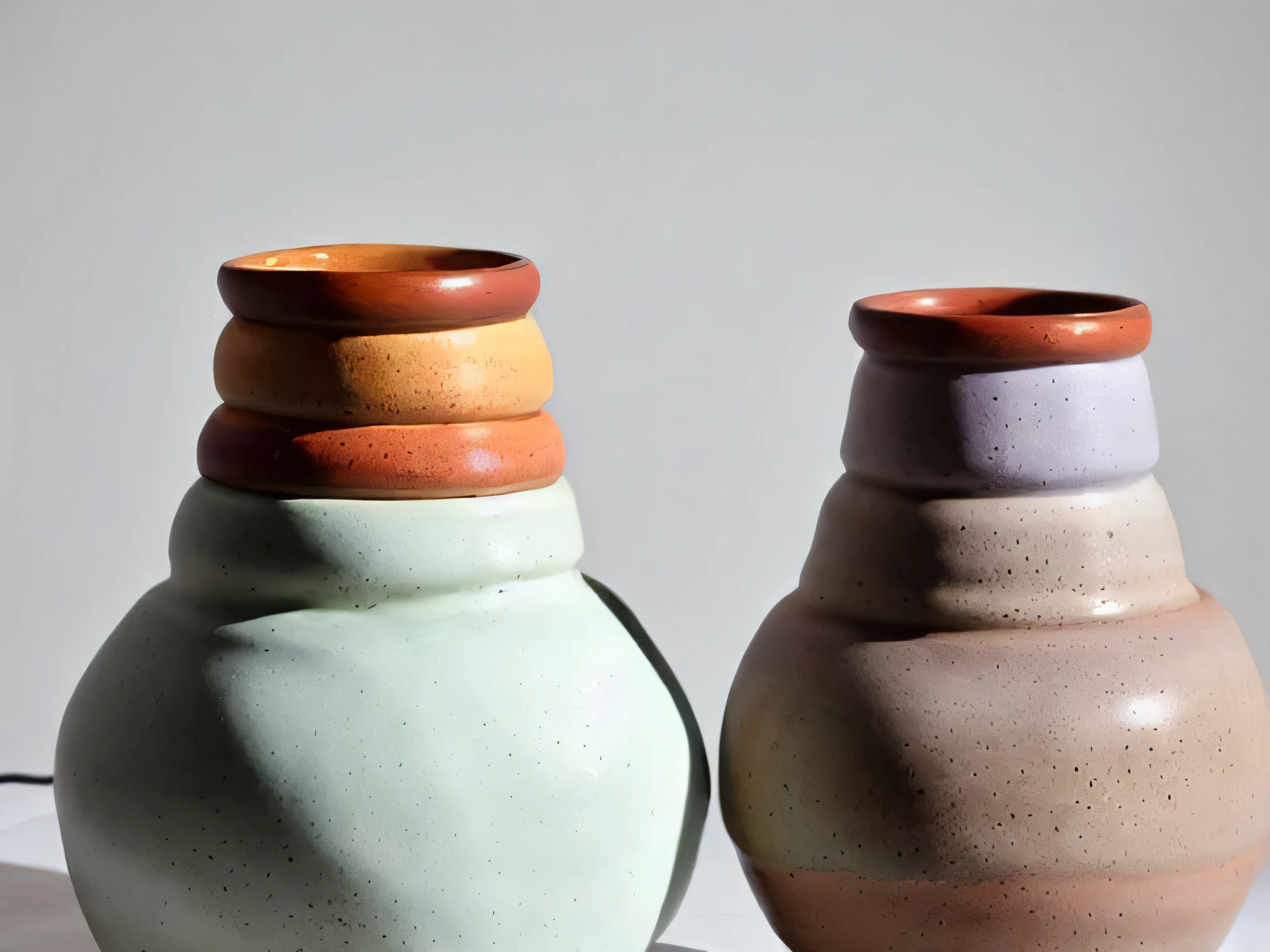 (Still),Colored glaze ceramics, containers,Vision,Lots of white space,(masterpiece), (best quality), Simple background, Rule of Thirds, (Still) Colored glaze ceramics, Backlight, real life, lifelike, actual, no humans, wood