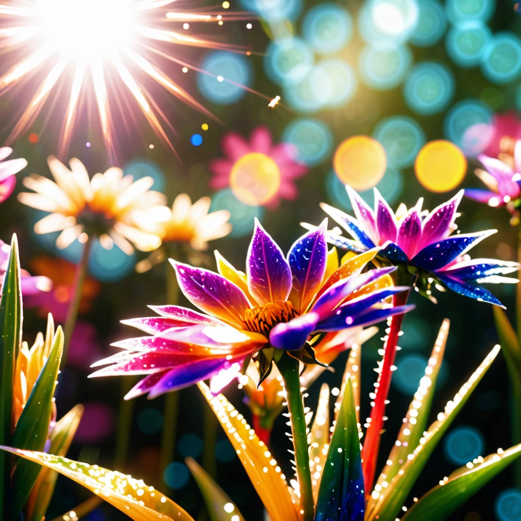 flowers, synesthesia, light leak, bokeh, cinematic lighting, depth of field, sparkle, bloom, lens flare, overexposure, diffraction spikes, 4K, 8k, 16k, HD, realism, ultra realistic, photorealism, photorealistic