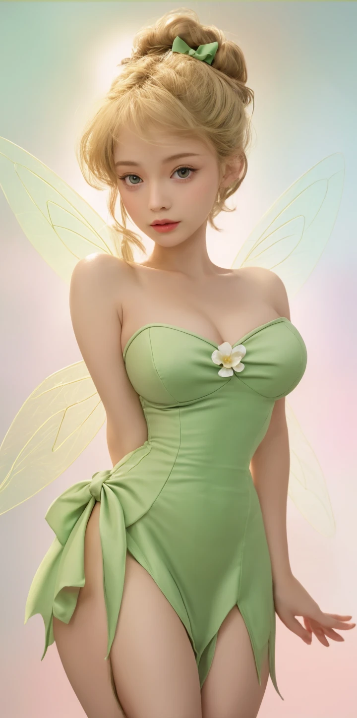 (TinkerWaifu:1), smile, cute, cute pose, looking at viewer, thick thighs, single hair bun, short hair, (strapless green dress:1), (fairy wings), sitting, (breast focus:1.2), from above, (realistic:1.2), (realism), (masterpiece:1.2), (best quality), (ultra detailed), (8k, 4k, intricate),(full-body-shot:1),(Cowboy-shot:1.2), (85mm),light particles, lighting, (highly detailed:1.2),(detailed face:1.2), (gradients), sfw, colorful,(detailed eyes:1.2), (detailed ladscape, inside a glass jar:1.2),(detailed background),detailed landscape, (dynamic angle:1.2), (dynamic pose:1.2), (rule of third_composition:1.3), (Line of action:1.2), wide shot, daylight, solo,