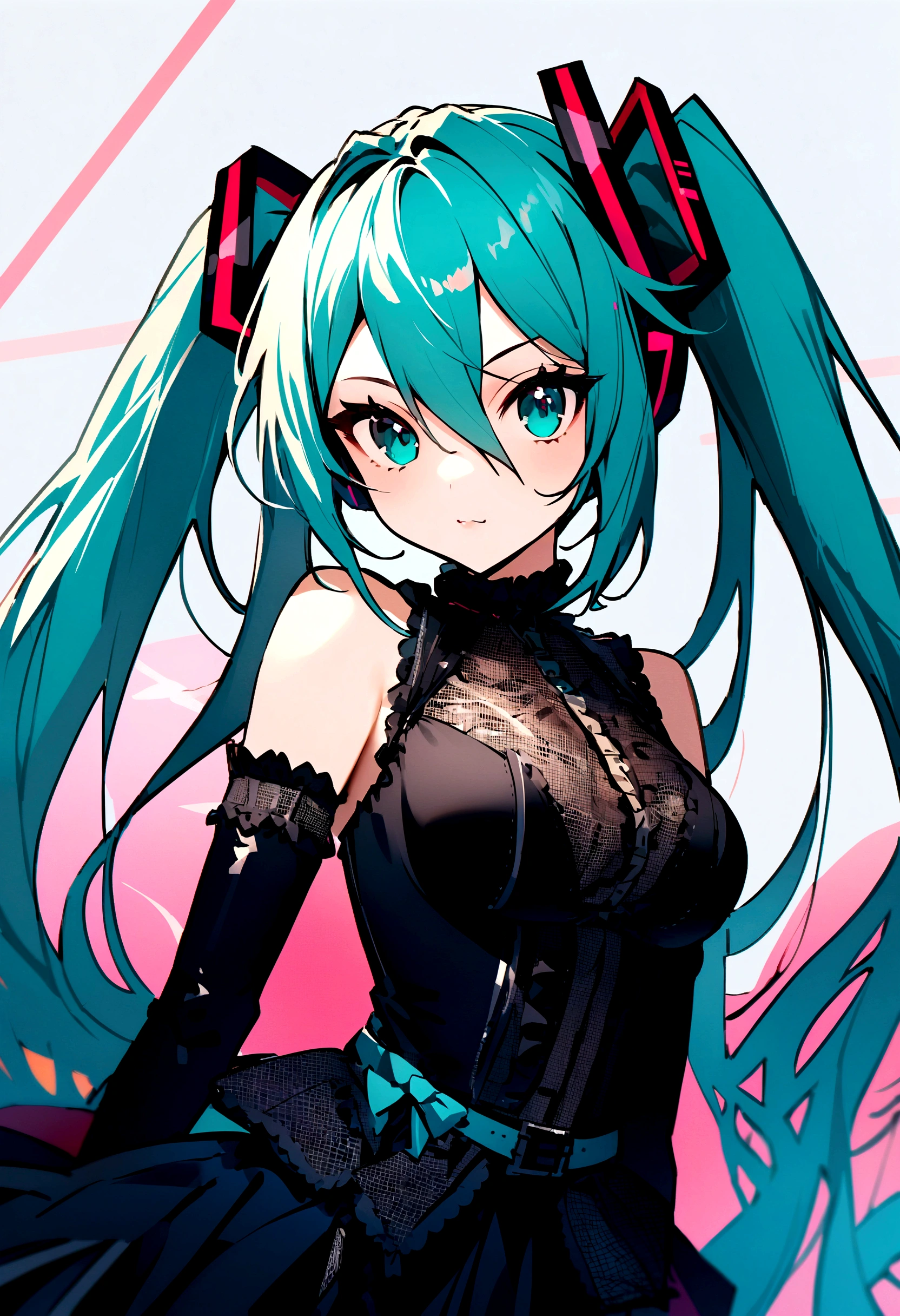 (((Obra maestra, hatsune miku, vocaloid, Super detailed、胸を締め付ける