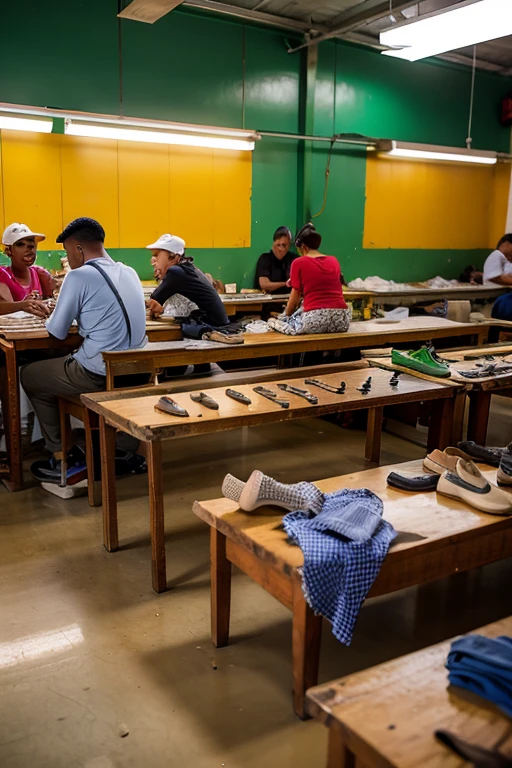 Shoe makers in a South African factory々