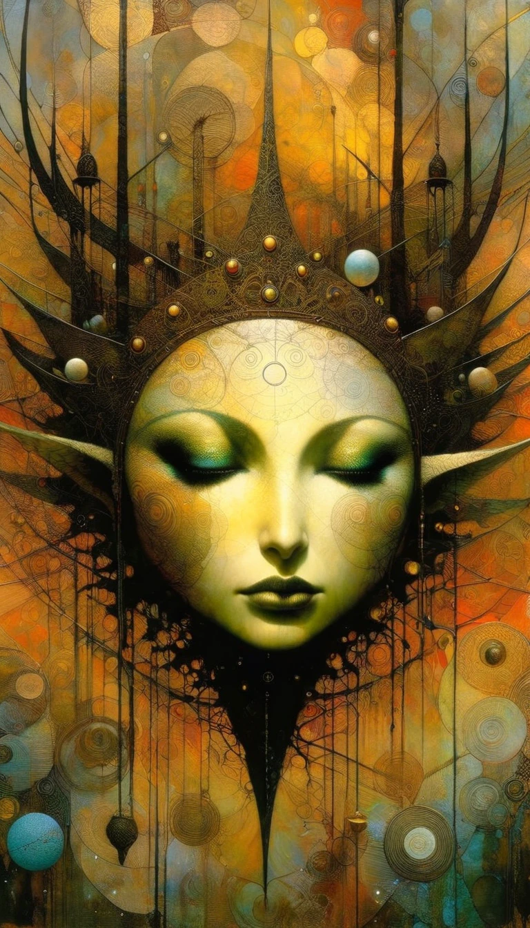 the moon, Artwork inspired by Dave Mckean, intricate details, oil painted 