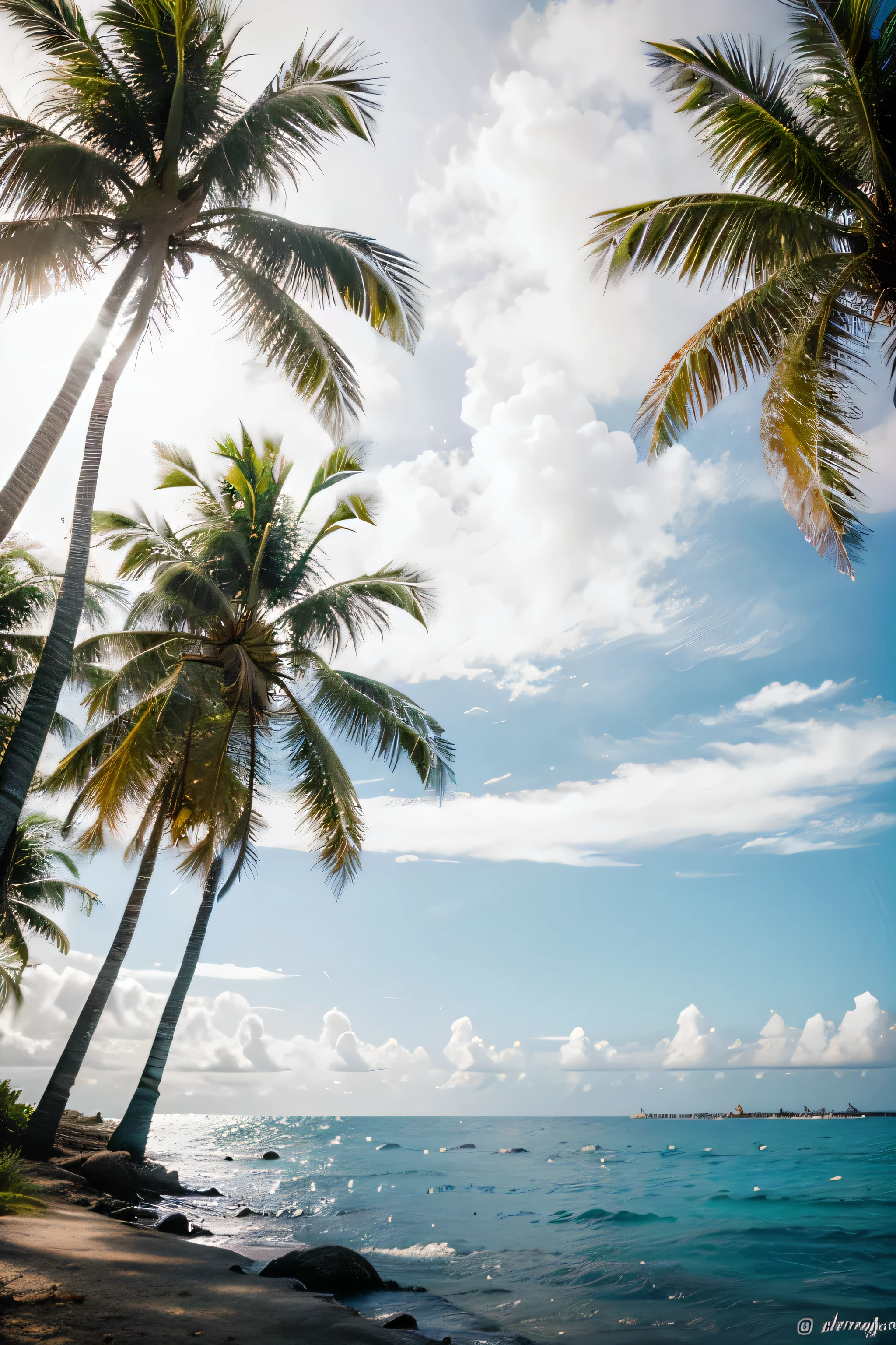 Sea atmosphere with coconut trees