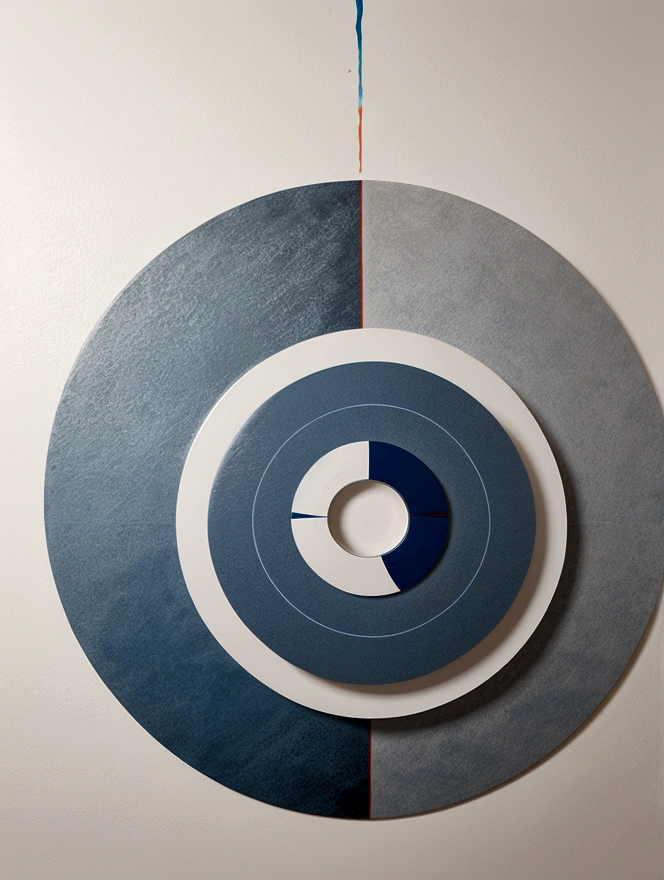modern abstract painting, grey, blue, salmon color, Round asymmetrical abstract graphics, harmonious colors, major, high quality, Brushstrokes, balanced composition