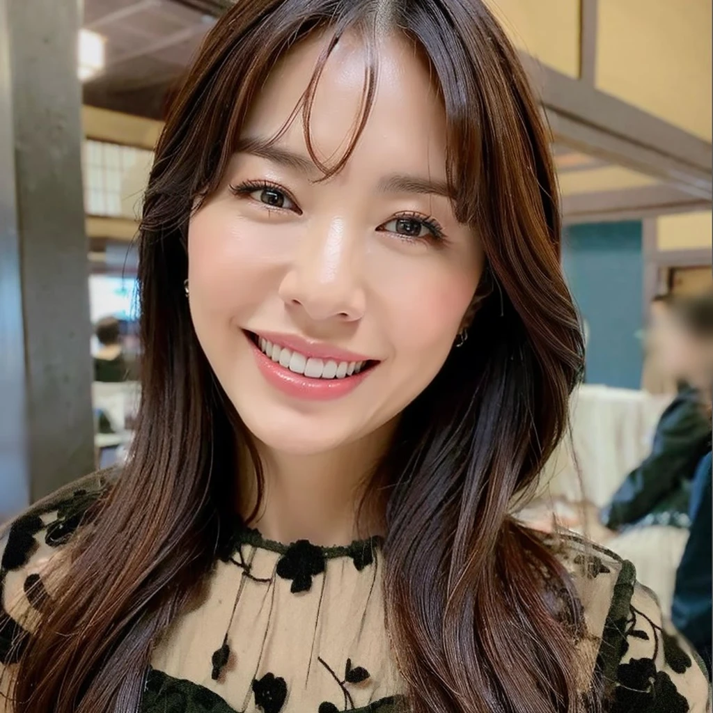 smile, unparalleled beauty, very beautiful woman, perfect balance,depth of field, Surrealism, Verism, cowboy shot, uhd, masterpiece, ccurate, anatomically correct, textured skin, super detail, high details, high quality, award winning, best quality, highres, 47 years old、Middle-aged women、Beautiful middle-aged woman
