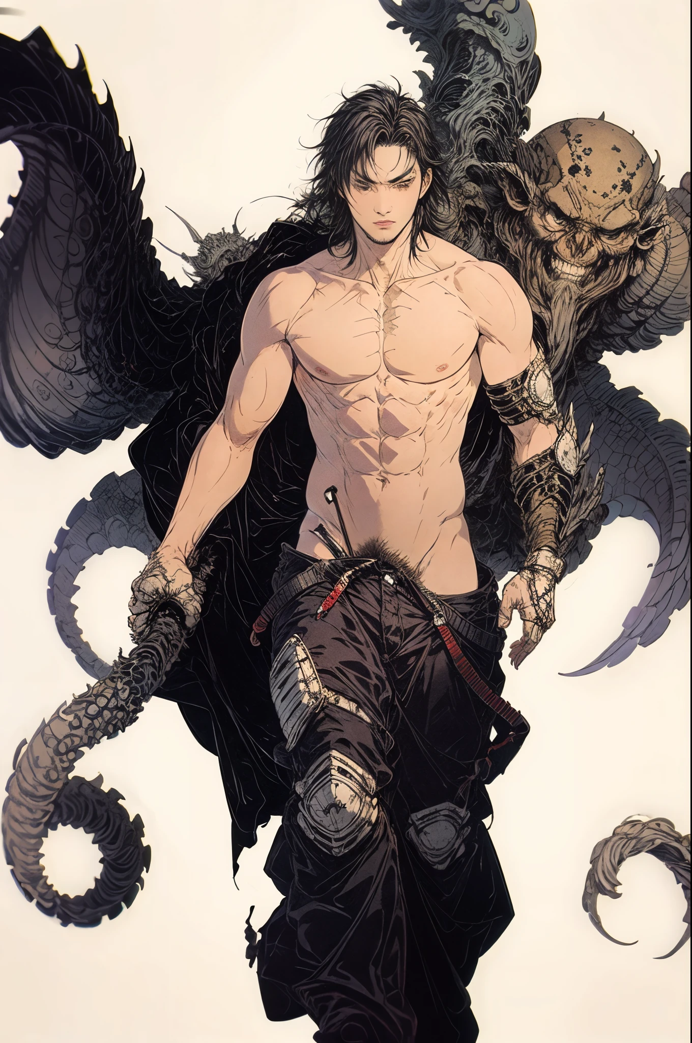 best quality,masterpiece,Ultra-high resolution,1 handsome sexy naked man,looking at the audience,one,Yamamoto Takashi style, octopus,
simple background,White_background,Machinery Division,Exoskeleton,Cold-blooded 30 years old man,tough guy style,Ice cooler,countless blades