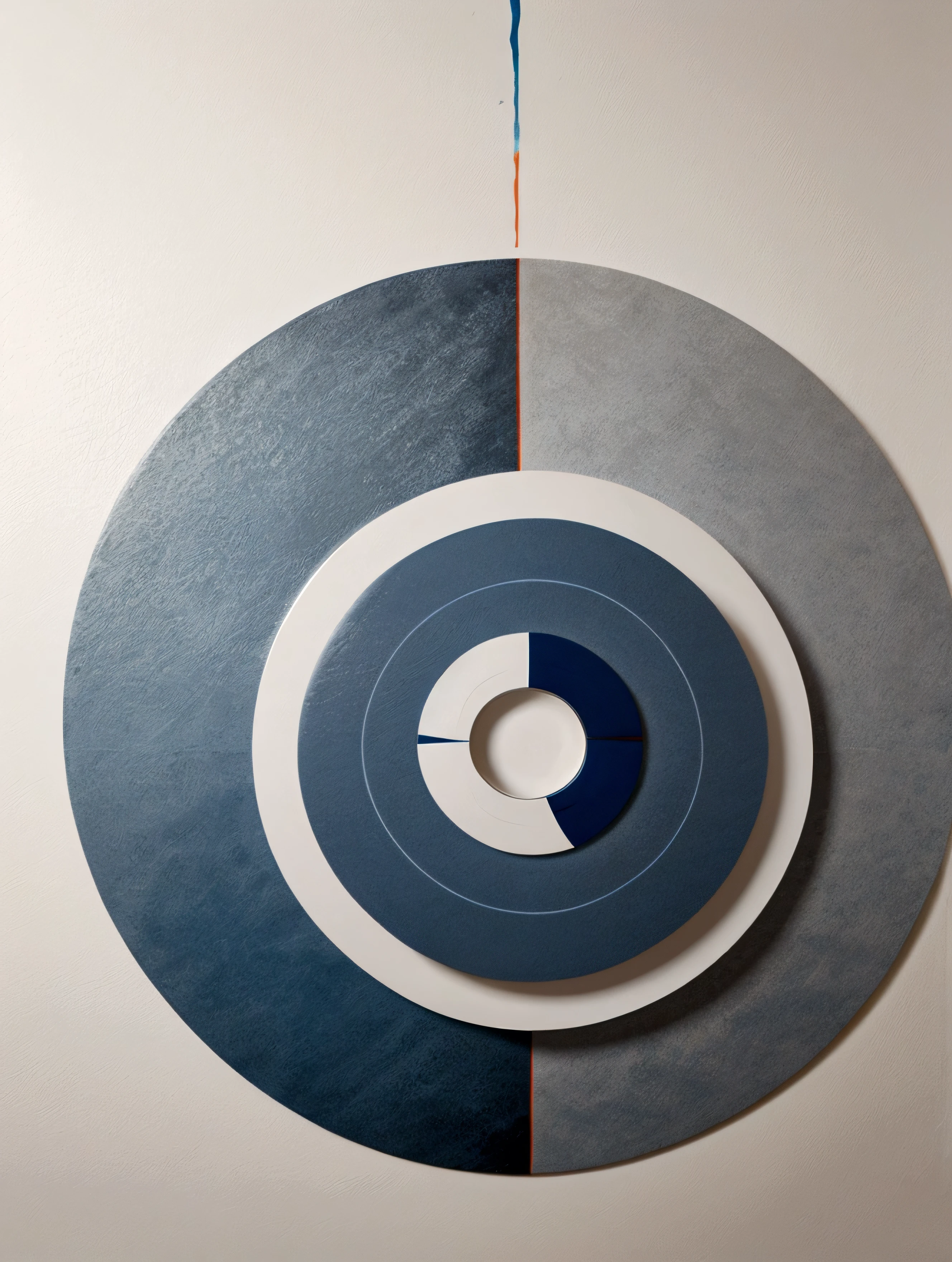 modern abstract painting, grey, blue, salmon color, Round asymmetrical abstract graphics, harmonious colors, major, high quality, Brushstrokes, balanced composition