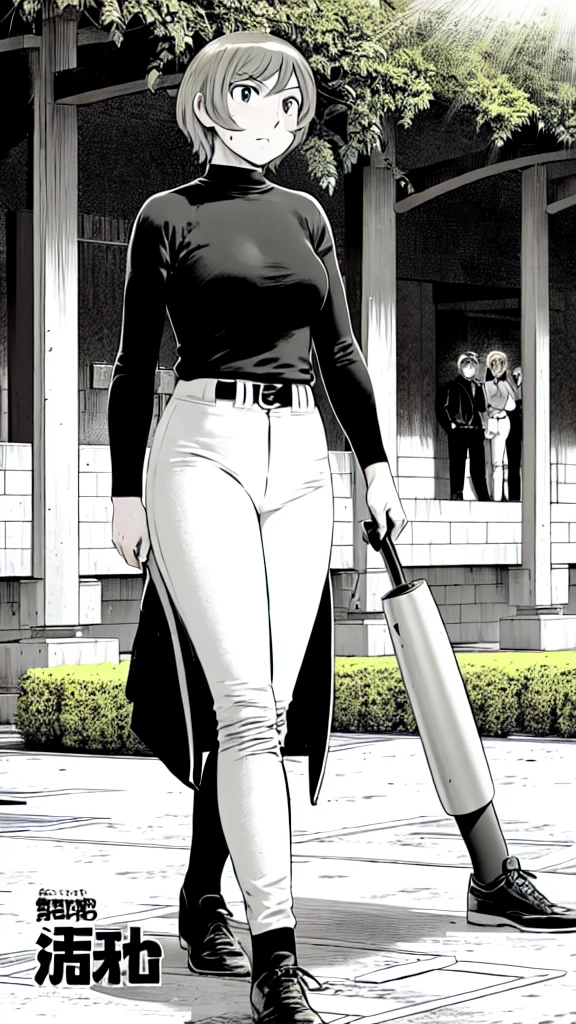 (Baseball uniform:1.2),
Blonde Hair, (short hair:1.2),Long sleeve, Black Shirt, turtleneck,White trousers、uniform、Black belt、((Illustration of people))、Big 、
View Audience,, (Highest quality:1.3),One Girl, White pants、uniform、Outdoor、baseball ground、ground、soil、blue eyes、Tight black shirt、(masterpiece、Highest quality)、Highest quality, Ultra-high resolution, (((masterpiece))), alone, Sweat、Big eyes、Big Breasts、One Girl, Front view、Embarrassed face、Bronze colored hair、((short hair))、Stand up straight