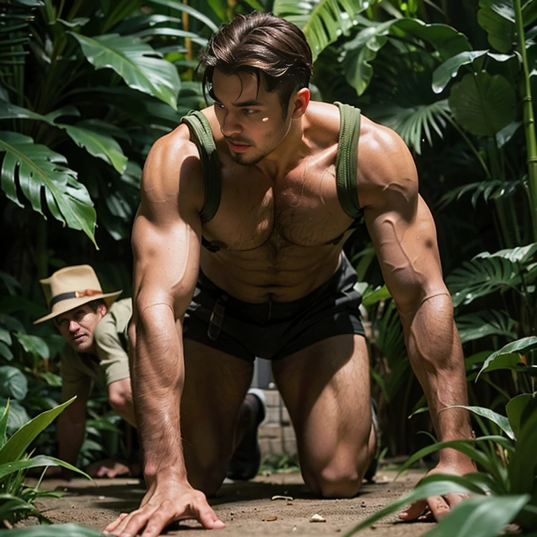 (((1 male character and a group of men - a young adult male explorer with messy brown hair and tight erotic expedition jungle outfit is exploring the jungle when he comes across a group of ugly fat bastards men who are also exploring the jungle and they fuck him))), ((gangbang)), (((young atttractive male x group of ugly bastards elderly fat hairy men gangbang))), ((on all fours)), (jungle setting), ((indiana jones yaoi inspired)), (surrounded by fat cocks and testicles) , anal sex ,  sex ,  having sex , fuck