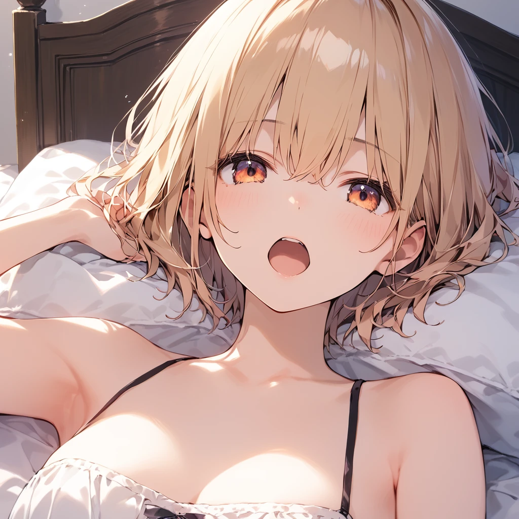score_9, score_8_up, score_7_up, source_anime, best quality, masterpiece,ultra-detailed,official art, absurdres, highres, waifu2x, break,1girl, school girl, short hair, beautiful detailed eyes, sit, open mouth, (yawn:0.3), sleepily, bed, infirmary, break,(clear line illustration:1.2),very high resolution, very aesthetic, super detailed skin, Best sexual lighting powered by famous artist, 8k,ero picture,beauty illustration,photoshop_(medium),,(Detailed Lighting),