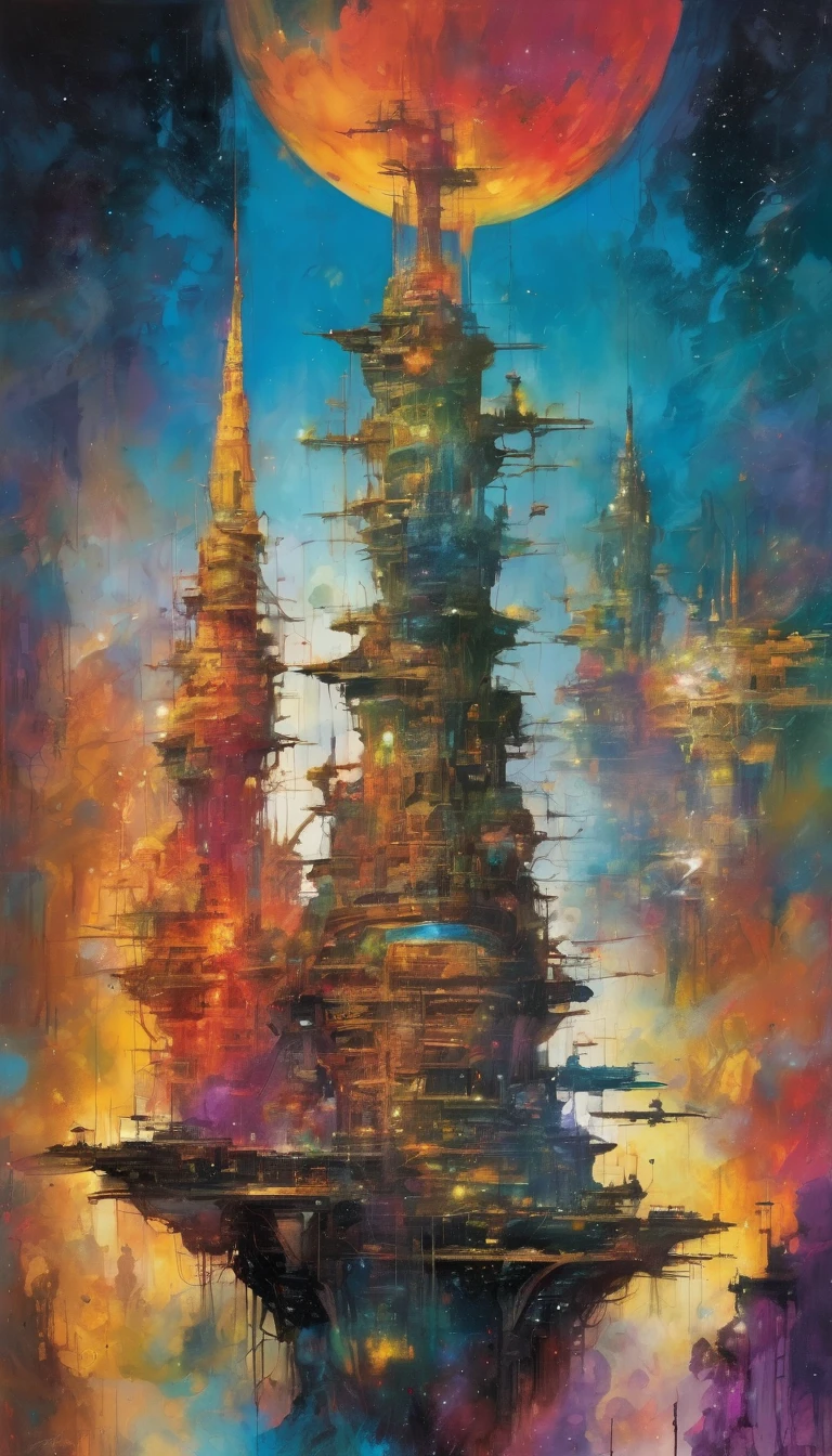 The world, Artwork inspired by Bill Sienkiewicz, vivid colors, intricate details, oil.
