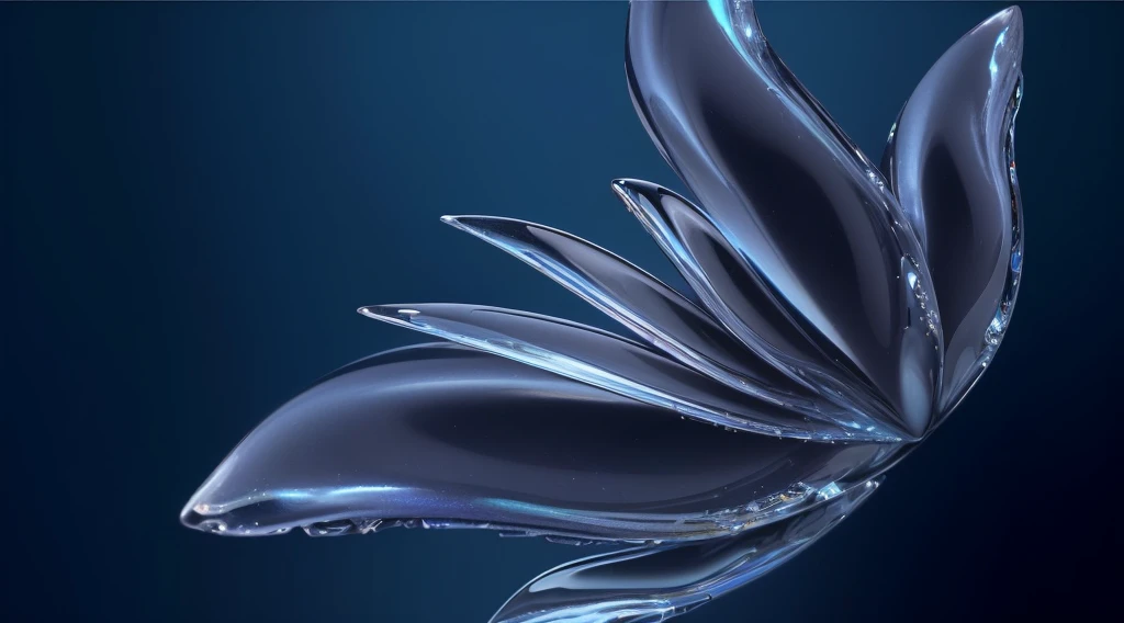 (8K,best quality,photo,ultrahigh-res,High detail RAW color photo professional photograph,:1.1), A sophisticated piece of modern art featuring a reflective glass surface. The metallic sheen, organic shapes, and high contrast create an alluring and minimalistic design with fluid and textured elements. An abstract , The high-key lighting, soft focus, and macro photography highlight the intricate details of the glassy liquid texture.