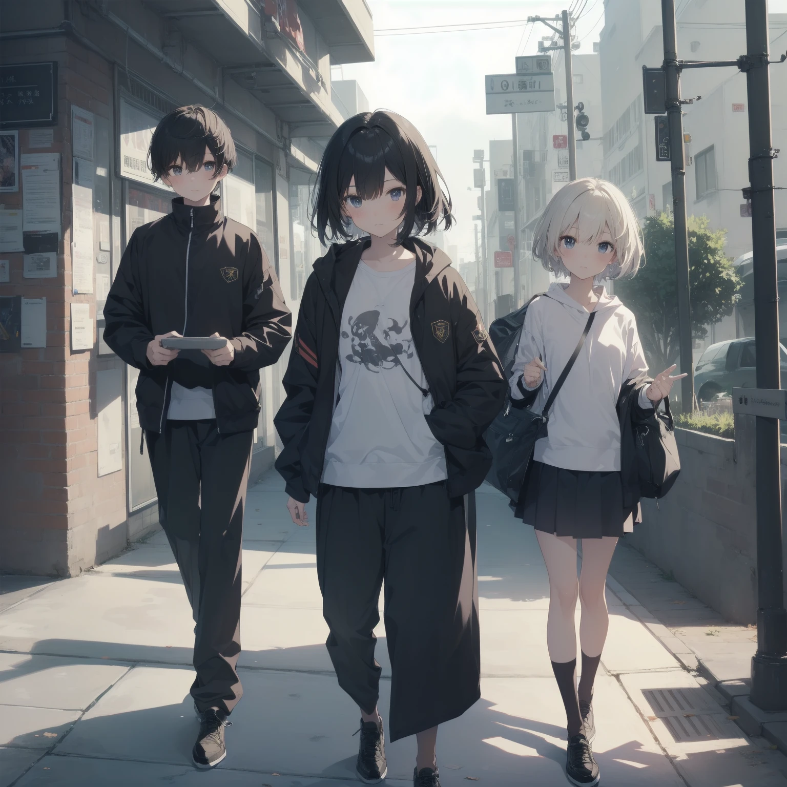 ultra-absurdres-Top quality by artist God, ultra-detailed, high resolution, anime moe artstyle, best anime 8k konachan wallpaper, pixiv contest winner, pool:2810, perfect ???????,break, 1girl, (Please draw a girl walking sleepily to school alone. )break,(Solo,little female, 13-year-old:1.3),Full limbs, complete fingers,a junior high school student, (very short hair), short cut, flat chest, , small butt, small black eyes, beautiful detailed eyes, well-proportioned iris and pupils, expressive eyes, highres detailed hair, soft expression, salor school_uniform, sailor collar, serahuku, bow, pleated skirt,(Detailed Lighting), (Detailed background), in the School commute route. break,super detailed skin, Best cinematic lighting powered by famous artist, 8k,beauty illustration,photoshop_(medium),very aesthetic,break,((artist:wa_(genryusui) )), artist:clamp ,artist:carnelian ,artist:kantoku ,
