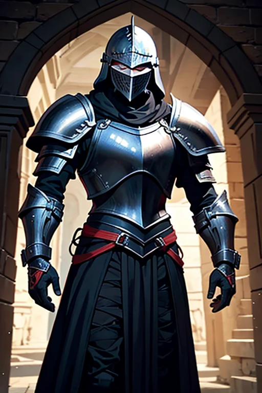 medieval knight *with black armor*