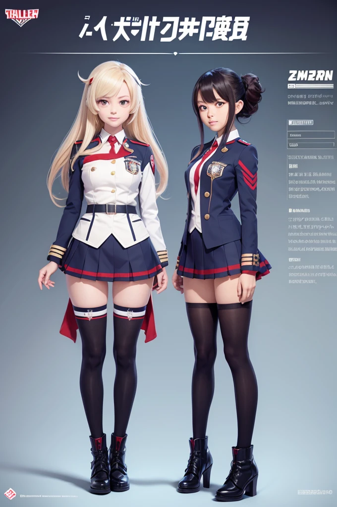 Full body character sheet of My Hero Academia Girl and with the heroine uniform[[and the anime style]]
