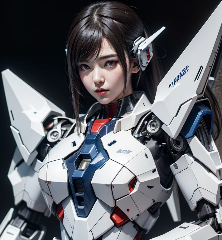 Textured skin, Super Detail, Attention to detail, high quality,high quality, High resolution, 1080p, hard disk, beautiful,(Gundam Aerial),Beautiful cyborg woman,Mecha Cyborg Girl,battle mode,Girl with a mechanical body,She wears a futuristic Gundam mecha,Full Body Shot