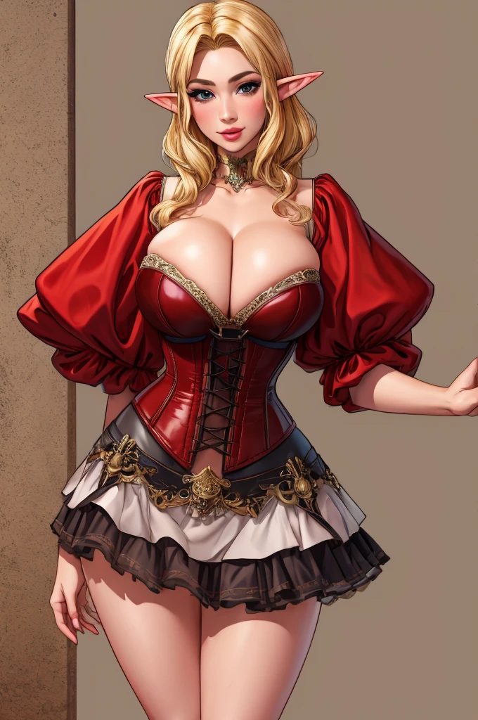 corset, cleavage,  legs, standing, sexy, seductive, skirt, rubenesque, elf