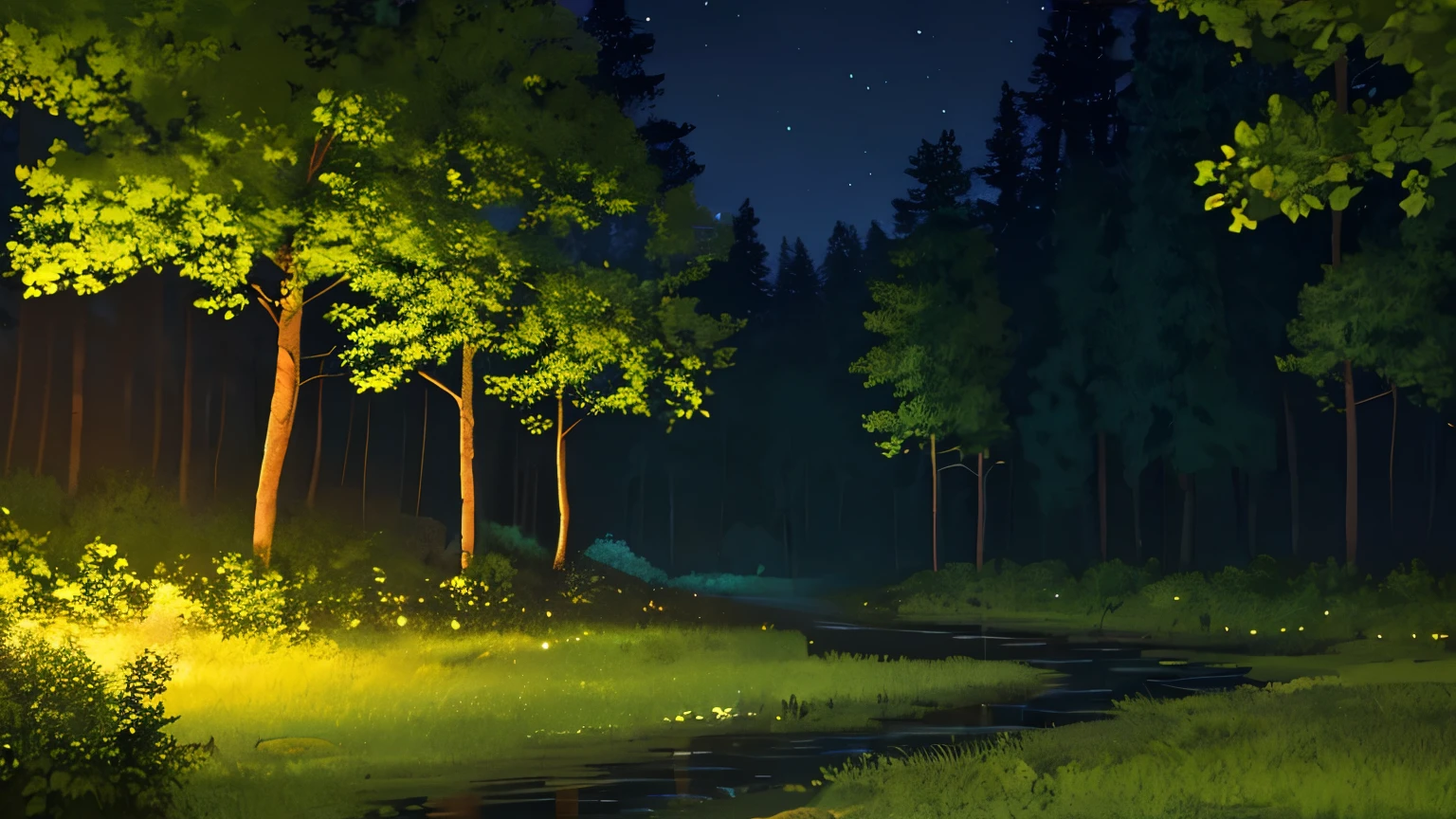forest, night, Serene atmosphere, unmanned