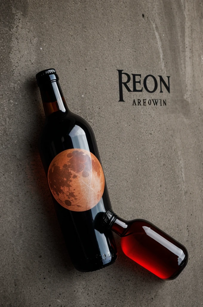 Create a logo that has the name red moon to power a bottle