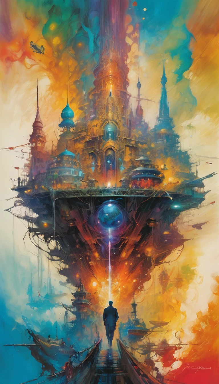 The world, Artwork inspired by Bill Sienkiewicz, vivid colors, intricate details, oil.