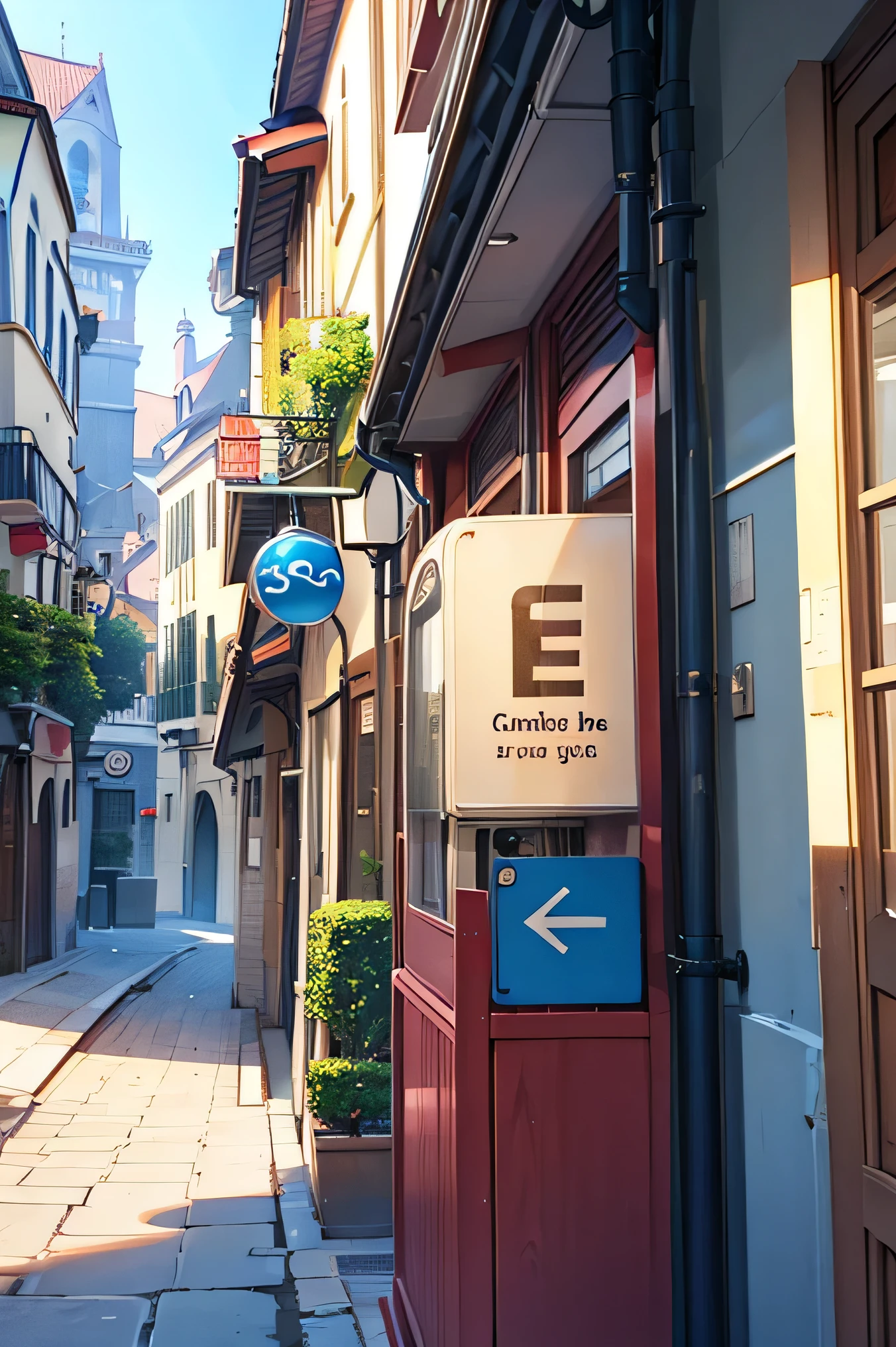 Side view Complex streetscape in the center、HIDE&The letter SEEK、globe wind、Cool design、European-style streetscape in the middle、Write the letters along the center circle、