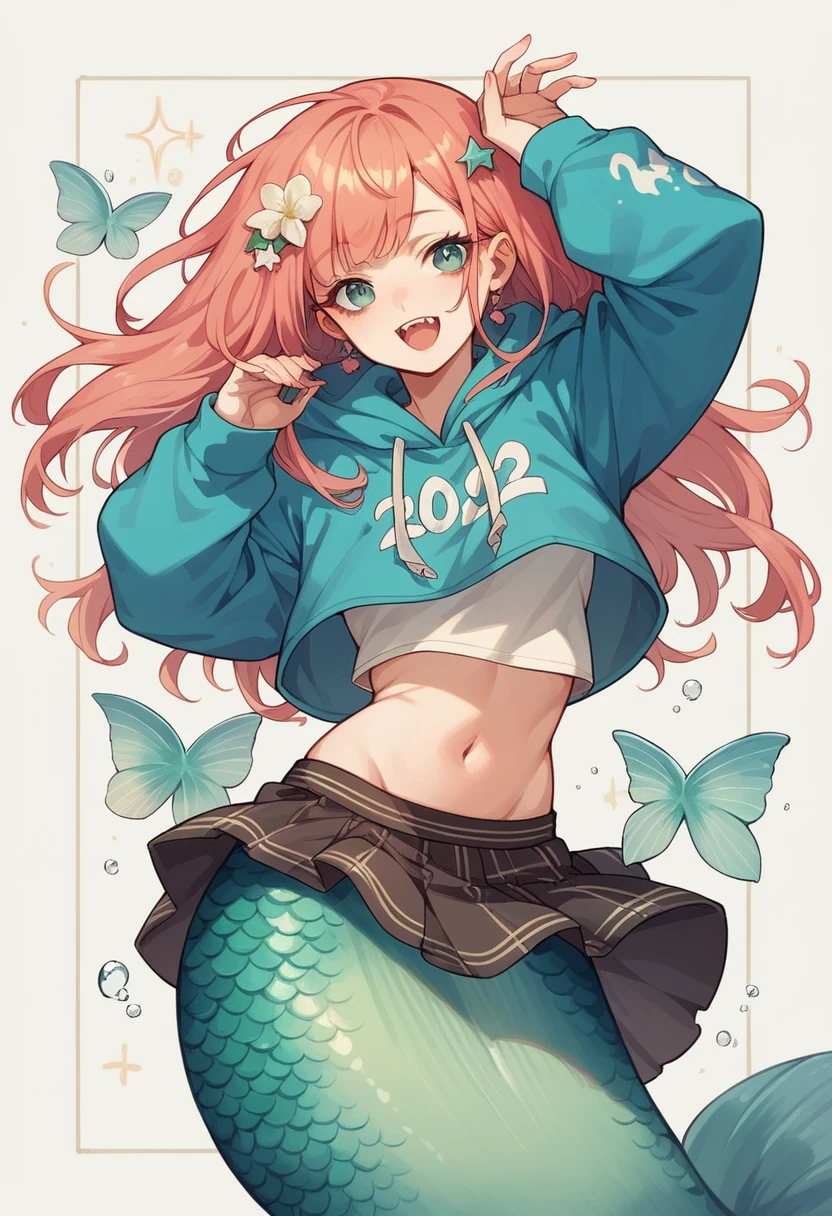 10 year old girls wearing long mermaid maxi skirt and hoodie