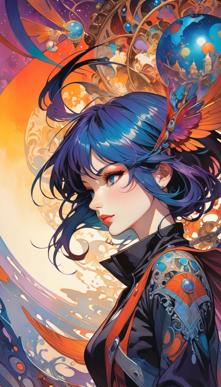 The world, Artwork inspired by Bill Sienkiewicz, vivid colors, intricate details, oil.