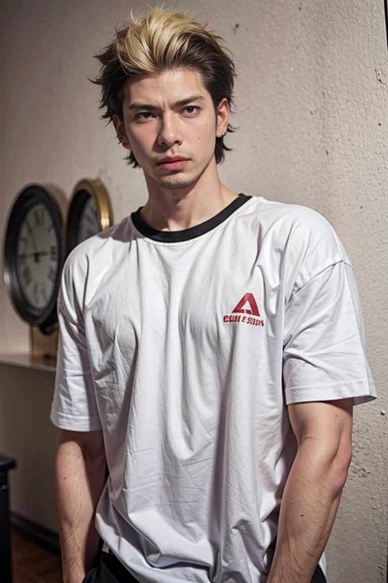 Realistic , handsome Ryuuji Suguro ,black t-shirt
