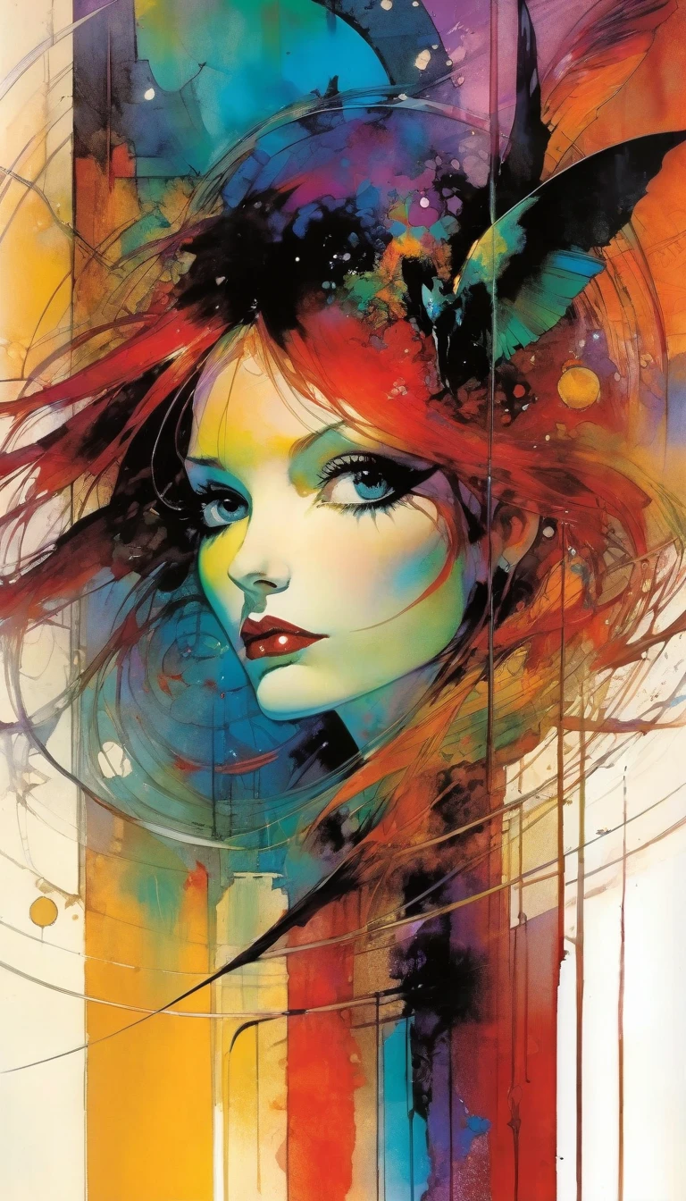 The world, Artwork inspired by Bill Sienkiewicz, vivid colors, intricate details, oil.