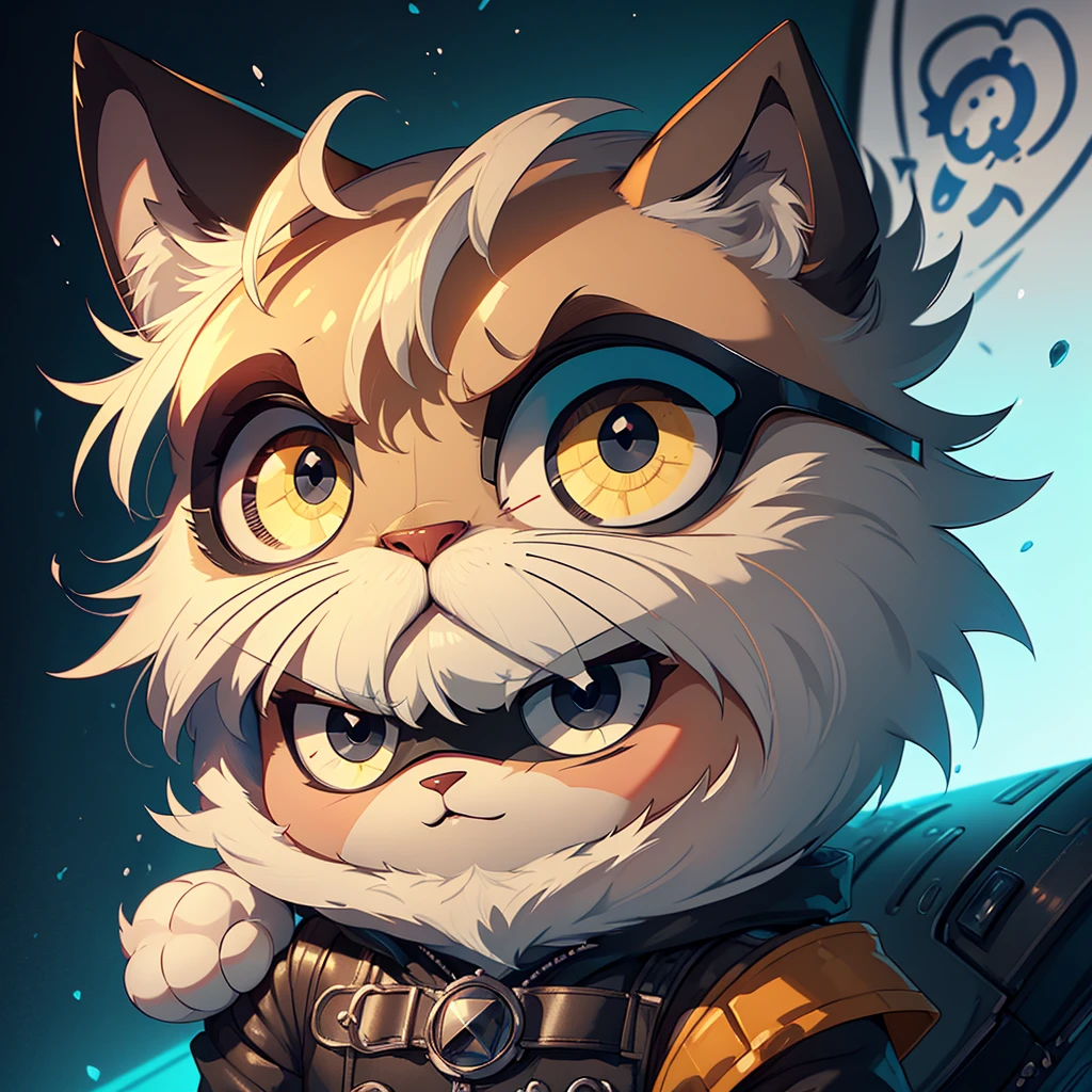 (((highest quality))), masterpiece, (medium shot:1.4), 1 rabbit, evil, villain, handsome, cool, grey fur, tech gadgets, big ears, cool outfit, sword on back, cyber tech, (solid cream background:1.2), side shot, evil smile, facing left, scar on one eye, looking away from camera, futuristic, universe, (masterpiece:1.5), (soft, natural lighting:1.1), high res, ultrasharp, 8K