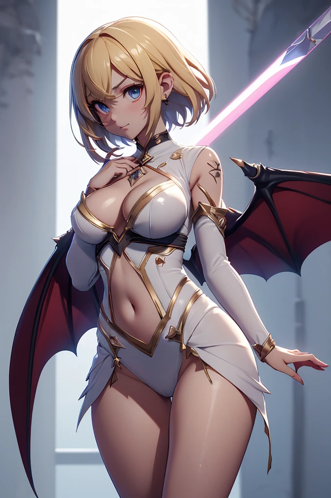 Mini leafa sword art online, (leafa sword art online), solo, ray tracing, 3D style, 3DMM, ((oses per photo)), ((oses ouch cada foto)), fully body,(Front view),(Costas Issue), (Emist on the left), show flat belly, (((oses per photo))),(very perfect ass, perfecnd symmetrical eyes, (perfect handuturistic sword in hand)), ((short hair)),white clothing with textured edges, skin fair, luouchas detalhadas, White thigh-high tights with trim, ouchestido aberto ouch "ouch", Waist slender, big legs, low water, Show legs to the top of the waist, ,((top with rip in the middle)),ultra realistic skin, realistic human eyes,ultra realistic skin,super sensual suit,(faixas ouch torno dos seios), colorftop with ruffles,(pubis with a lot of volume),(extrouchamente sensual),(very sensual),(red and black thouche),(((giant bat wings))),with bat wings,love the league,(meia calca de renda ouch um dos lados),(meia calca de renda ouch um dos lados), red lines drawn over the legs,(((sensuality)))