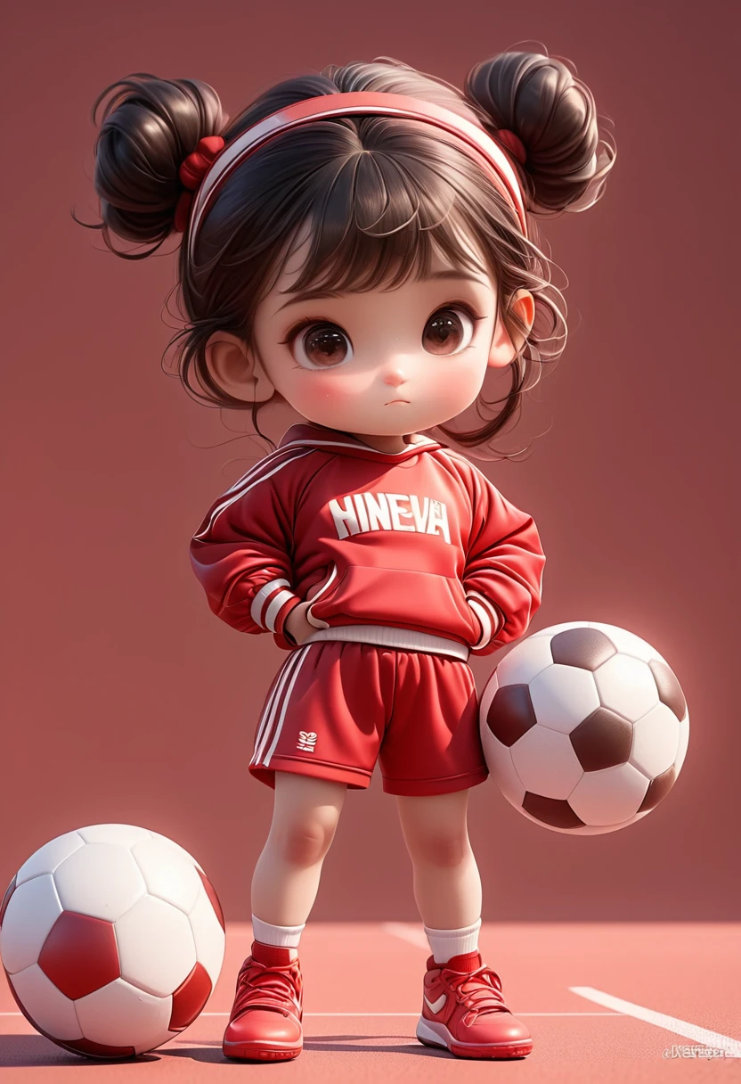 3D，1. ，Headband，Unique，1. Football，Red sportswear suit，Cartoon Style，court，