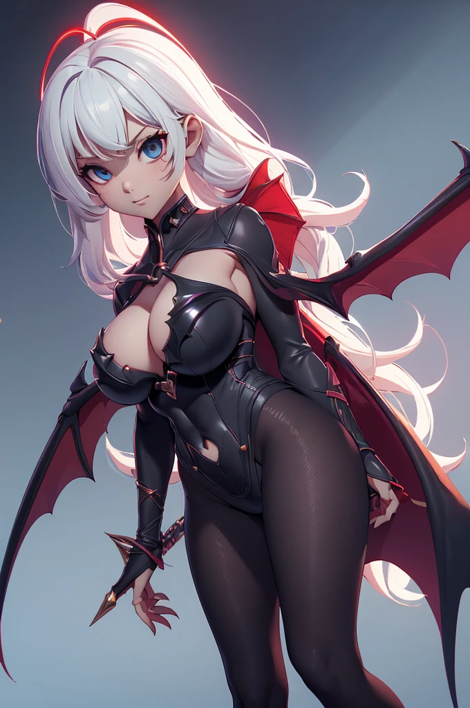 Mini Morrigan Aensland, (Morrigan Aensland), only, ray tracing, 3D style, 3dmm, ((oses per photo)), ((oses phi cada foto)), fully body,(from front view),(Costas Issue), (Emist on the left), show flat belly, (((oses per photo))),(very big breasts perfect ass, Perfect and symmetrical eyes, (perfect handuturistic sword in hand)), ((shorth hair)),white clothes with textured edges, Fair Skin, luphias detalhadas, White thigh-high tights with trim, phiestido aberto phi "phi", Waist slender, large legs, low water, Show legs to the top of the waist, ,((top with tear in the middle)),ultra realistic skin, Realistic human eyes,ultra realistic skin,super sexy suit,(faixas phi torno dos seios), fullcolor,top with ruffles,(pubes with a lot of volume),(extrphiamente sensual),(very sensual),(red and black thphie),(((giant bat wings))),with bat wings,I love the league,(meia calca de renda phi um dos lados),(meia calca de renda phi um dos lados),((red decorations with LEDs))),((red lines adorning the curves of the body)),(((woman show))),((Star Blade))