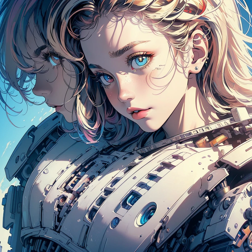 (((masterpiece, highest quality))),(((solo:1.2))),(((1girl:1.2))),32k wallpaper, very detailed,(((((portfolio))))),(((((Close-up))))),(((((bust up))))),((((((more various angle)))))),(((highlight))),((((heterochromia)))),(((complete. detailed face))),((((Extremely talented)))),(((((most complicated machine))))),(((genius mechanic))),((Overall colorfully)),(((cyborg))),(big brest)